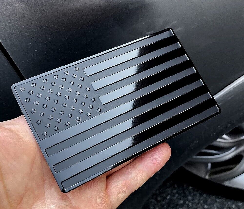 Blackout USA Flag Metal Emblem Pair