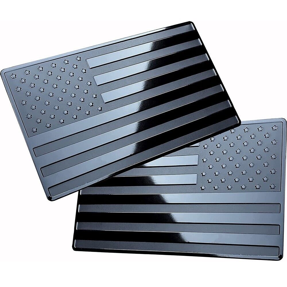 Blackout USA Flag Metal Emblem Pair
