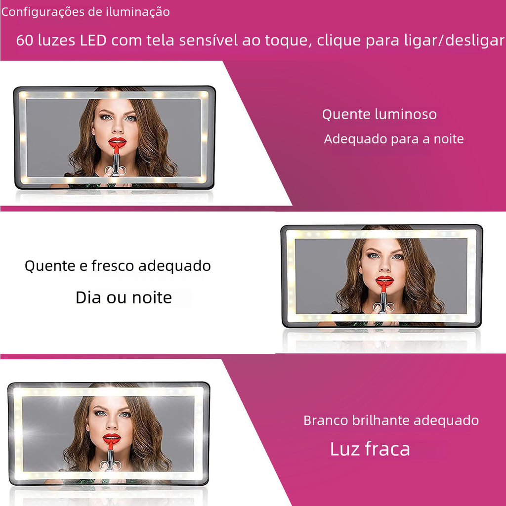 LED Visor Vanity Mirror with 3 Light Modes