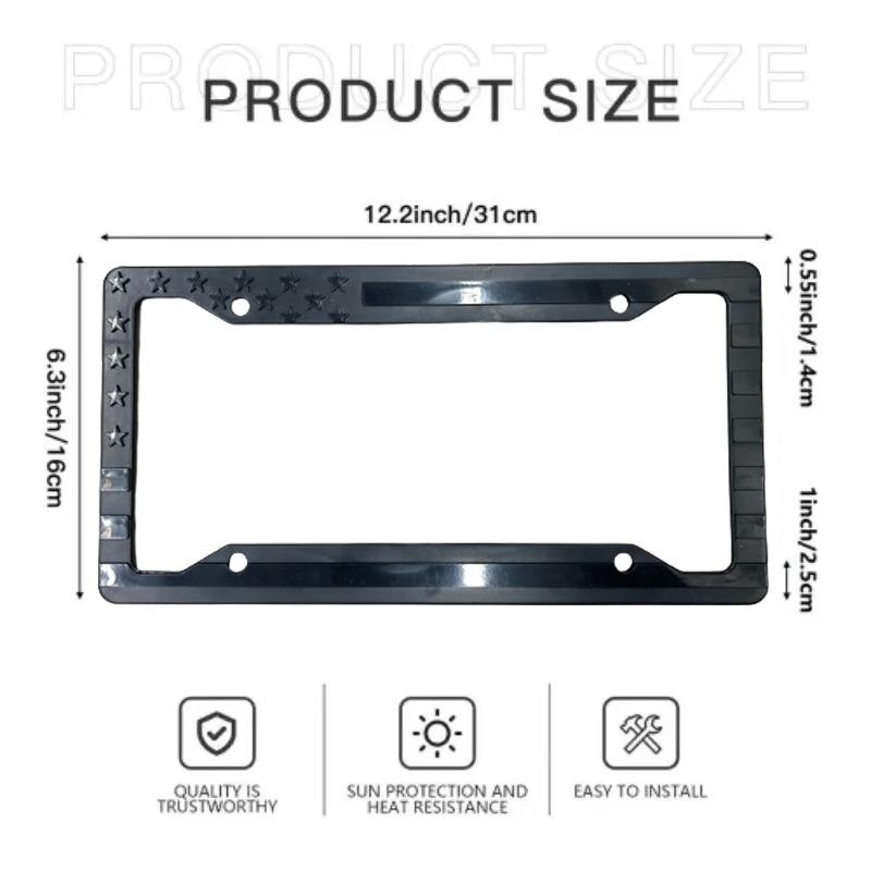 Black 3D USA Flag License Plate Frame