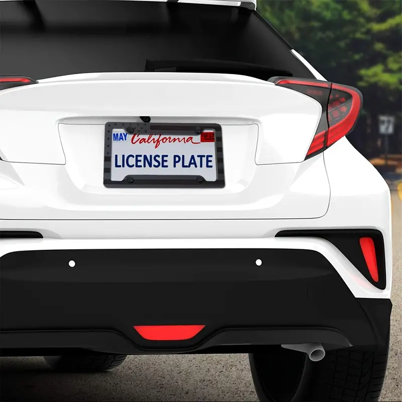 Black 3D USA Flag License Plate Frame