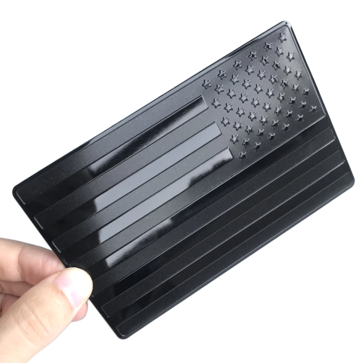 Blackout USA Flag Metal Emblem Pair