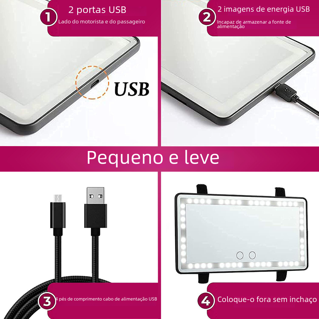 LED Visor Vanity Mirror with 3 Light Modes