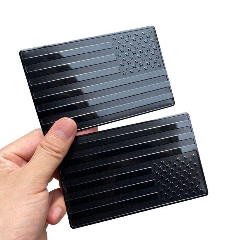 Blackout USA Flag Metal Emblem Pair