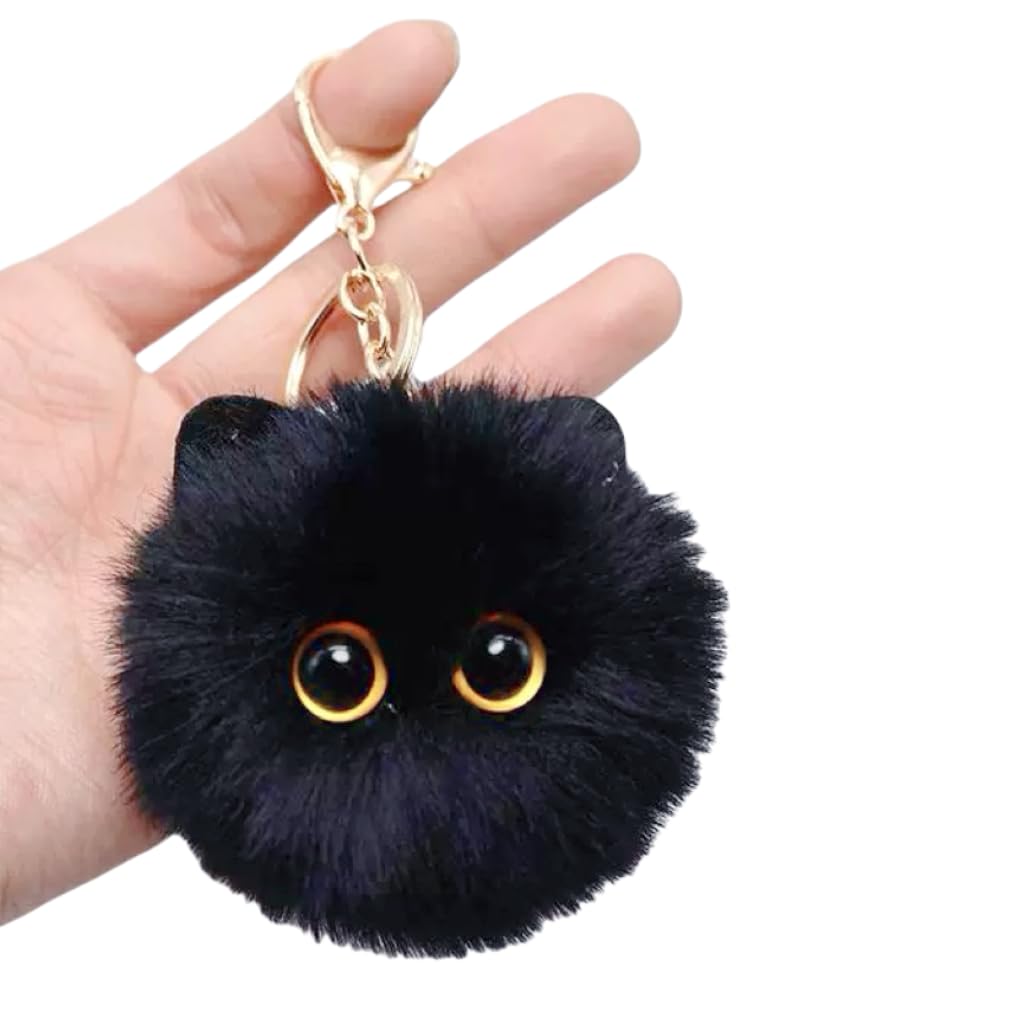 Kawaii Black Cat Plush Car Keychain