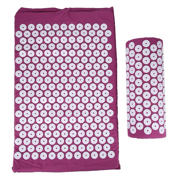 Acupressure Mat and Pillow Set Acupuncture Mat, Acupressure Mat, Yoga Pad with Carry Bag Headrest Bed for Home Floor Purple