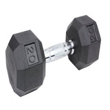 Rubber Coated Hex Dumbbells with Chrome and Textured Handle - 50 Lb. Single