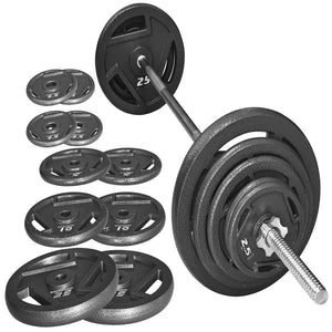 Cast Iron Standard Weight Including 5FT Standard Barbell with Star Locks - 100-Pound Set